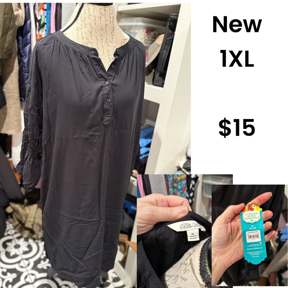 The Pioneer Woman Black Henley Midi Dress